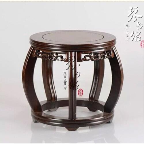 Red woodcarving solid wood pedestal vase aquarium bonsai jade Buddha porcelain flower base black Zi Mu Drum