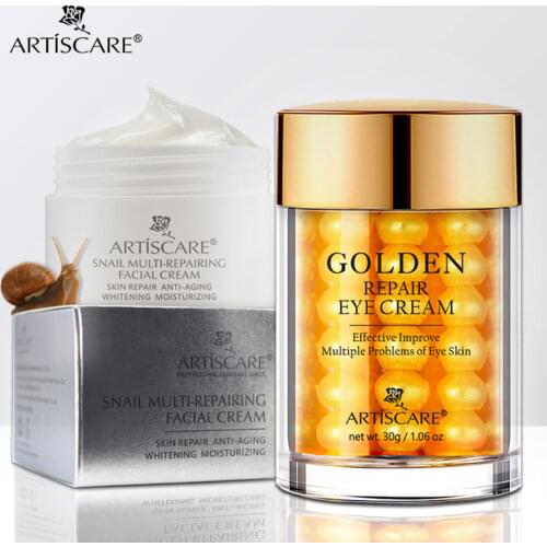 ARTISCARE Snail Repair Face Cream + Golden Eye Cream Anti-Wrinkle Anti-Age Eye Care Remover Dark Circles Repair Facial Skin Care