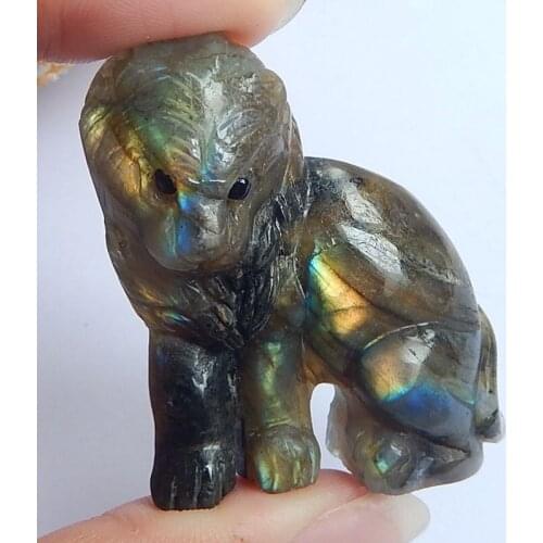 Natural Stone Carved Animal Lion Labradorite Cabochon 43x37x12mm 24.7g fashion jewelry accessory