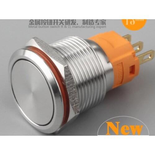 19mm stainless steel metal button switch flat head 250V 3A no light Self locking/self reset button