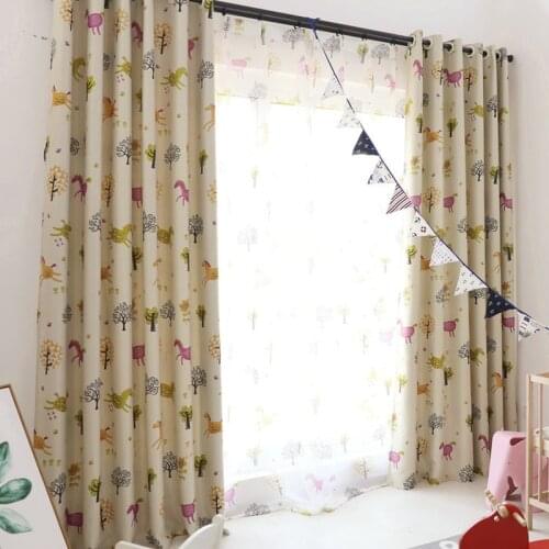 Cartoon Curtains for Living dining Room Bedroom Printed Fabric Window Screen Pony Childrens Room Finished Product Customization