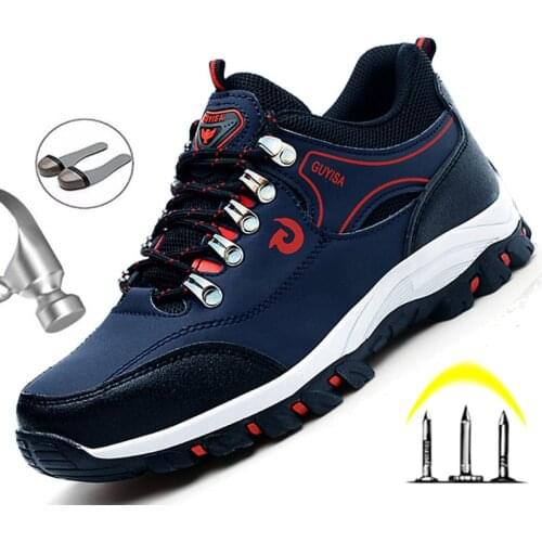 Mens breathable sports shoes steel toe cap work safety shoes mens safety indestructible work shoes men