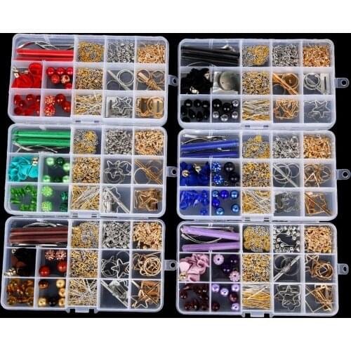 DIY Jewelry Earring Findings Clasp Pins Jumping Rings Tassel Beads Earring Hooks Set for DIY Jewelry Making Supplies