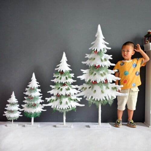New Christmas tree decorations Mini Christmas gift decoration Flocking snow tree Window Dressing Scene layout home decor