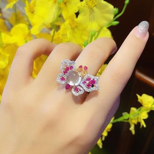 Original Silver Wedding Band Rings for Women Boho Stylish Jade CZ Butterfly Party Rings Custom Jewelry Wedding Gift