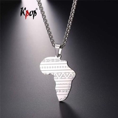 Kpop Retro Irregular Pattern African Map Pendants With Chain Gold Color Women/Men Stainless Steel Necklace 2017 Jewelry GP375