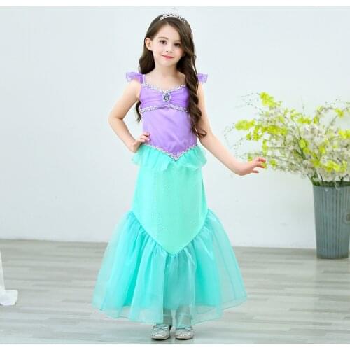Little Mermaid Girls Princess dress Tulle Ariel Costume Kids dresses for girls princess Party Clothes Drama Stage Show Clothing