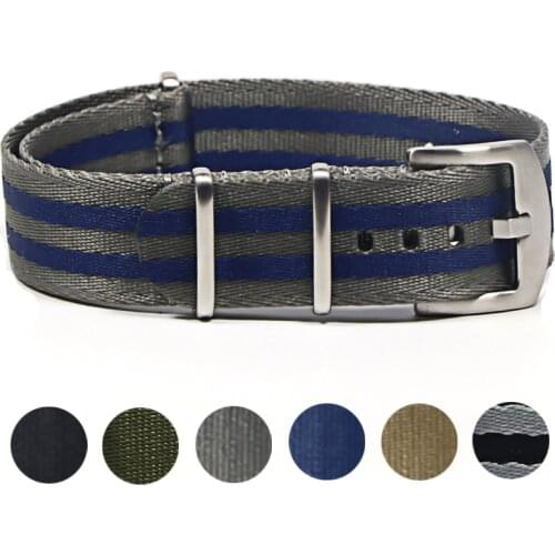Premium Quality Nato Watch Strap Nylon 20mm 22mm James Bond Design Grey Nato Watch Band Skin-friendly Material
