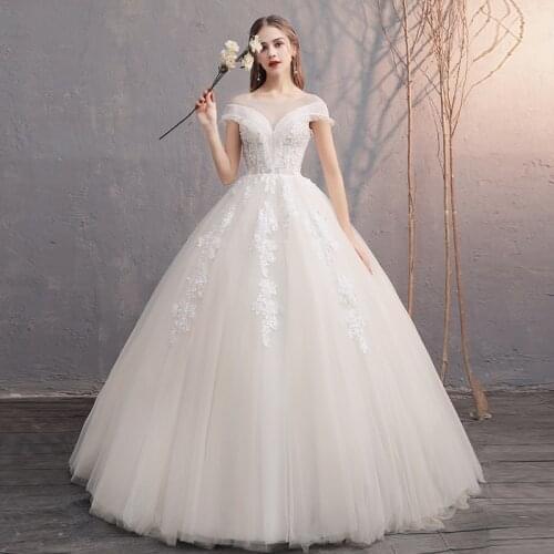 Luxury bridal Dress Lace Embroidery Sequins O Neck ball gown Bling wedding dress Floor Length vestidos de noiva real photos