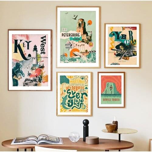 St.Petersburg Florida Devil Saguaro Yellowstone Wall Art Canvas Painting Nordic Posters And Prints Wall Pictures For Room Decor