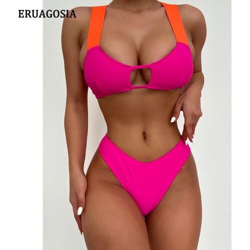 Sexy Back Cross Strap Bikini Swimsuit Push Up Swimwear Female High Cut Bikini Set Brazilian Biquinis Beach Wear Bathing Suit