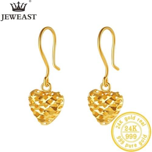JLZB 24K Pure Gold Earring Real AU 999 Solid Gold Earrings Nice Good Hollow Ball Upscale Trendy Fine Jewelry Hot Sell New 2020