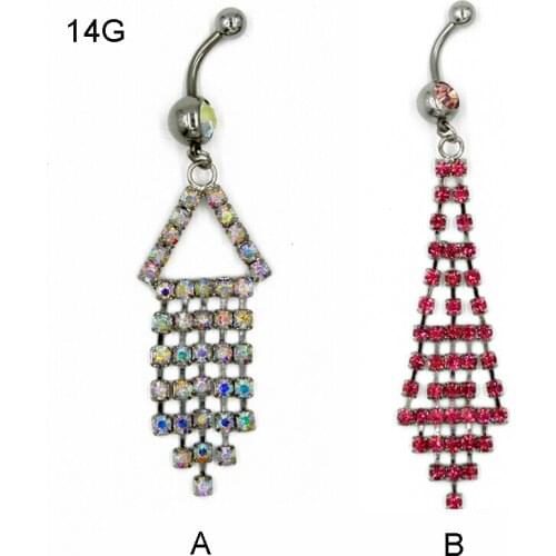 Showlove-1pc Dangling Navel Belly Button Ring Piercing 16G Body Jewelry