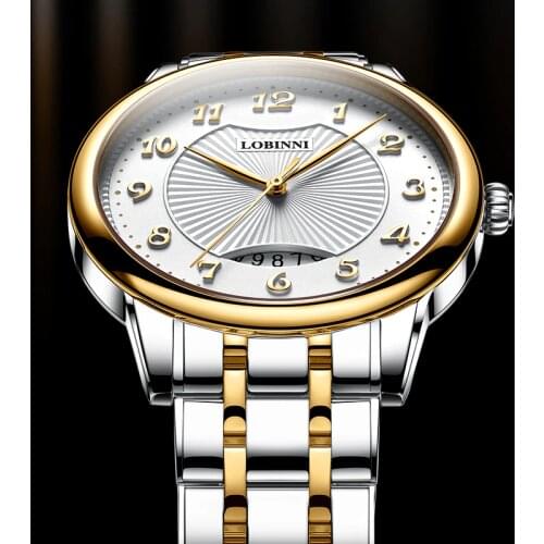 Switzerland Luxury Brand LOBINNI Japan MIYOTA Men Watch Gold Business Male Wristwatch Waterproof Fashion relogio masculino