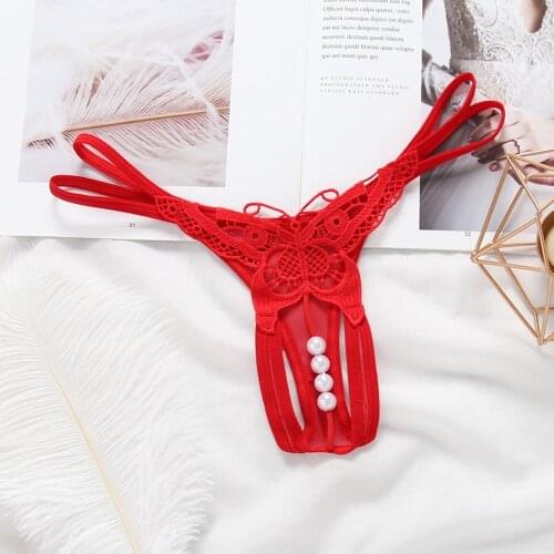 L'bellagiovanna sex underwear beading sexy thongs pearl hollow g-strings panties Butterfly female intimate Girls bragas hot 2163