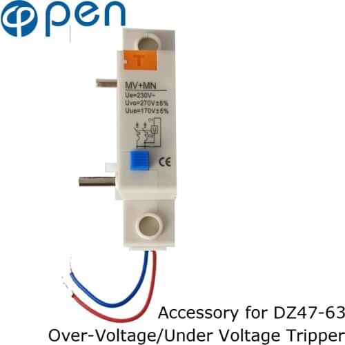 MV+MN Tripper with Over Voltage & Under Voltage& Voltage Loss Protection Accessory for MCB Circuit Breaker DZ47 C45 AC230V
