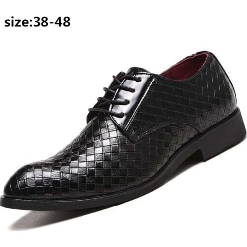 Business Dress Shoes Men Classic Oxford Stripe Office Formal Shoes Lace Up Big Size High Quality Wedding Footwear on Sale