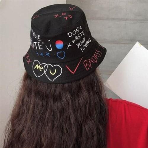 Unisex Beach Sport Bucket Hat Fashion Outdoor Hip Hop Cap Art Graffiti Printed Hats Women New Mens Fisherman Hat Proof Hats