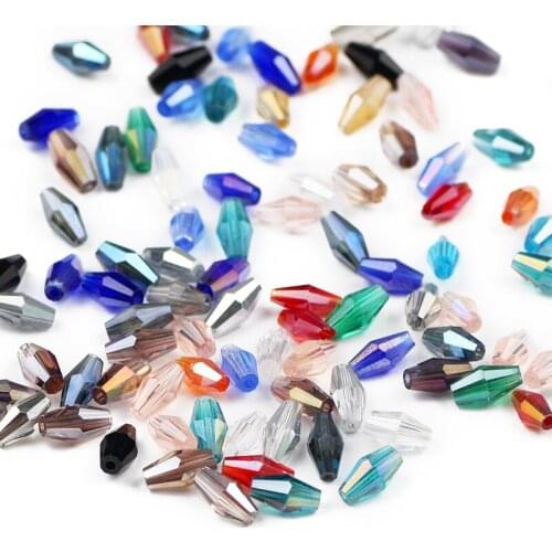 UPGFNK Faceted Austrian Long Bicone crystal beads 100pcs 4*8mm glass Spacer Loose beads handwork Jewelry bracelet making DIY