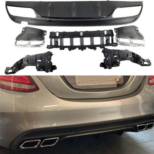 Rear Bumper Diffuser Lip with Exhaust fit for Mercedes Benz C-Class W205 4-Door Sport C200 C250 C300 C350 C400 C43 2015-2018