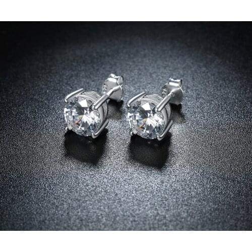 Popular brands fine 925 Sterling silver diamond crystal stud earring for women Luxury fashion party wedding jewelry Holiday gift