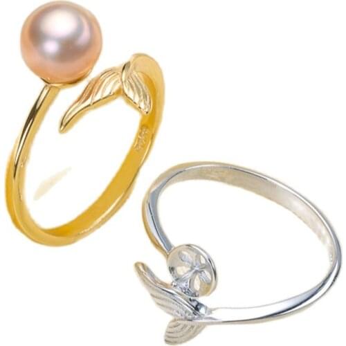 Classic Rings Resizable Design Rings Base 925 Silver Pearl Rings Settings Women DIY Pearl Rings Accessory No Pearl
