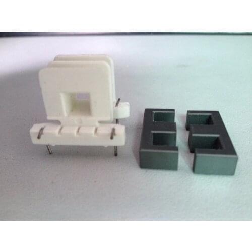 10sets/lot EE25H white transformer bobbin + ferrite core PC40, horizontal, 4P, 2 groove