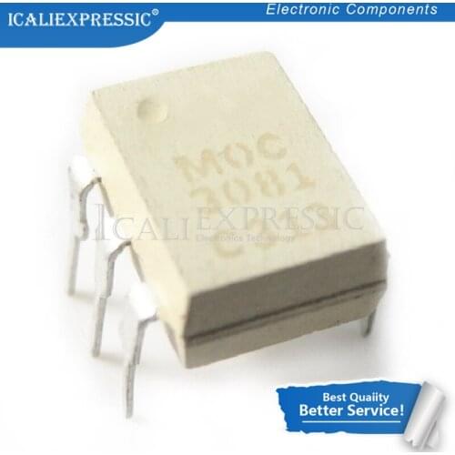 10PCS MOC3081 DIP-6 Triode and SCR output optocoupler 800V Optocoupler Triac Driver In Stock