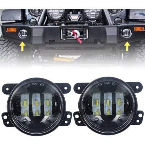 2 pcs 4" Round LED Fog Lights Headlights 30W Front Bumper LED Fog Light Assembly For jeep Wrangler CJ TJ JK 07-15