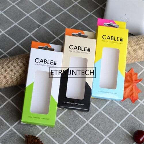 2000Pcs/Lot High Quality Mobile Phone Micro USB Cable Paper Packaging Box Retail Clear Window Package Box For Data Line