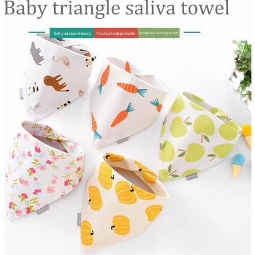 5 Piece Baby Cotton Triangle Scarf Baby Burp Towel Newborn Saliva Towel Cute Cartoon Childrens Bib Baby Products