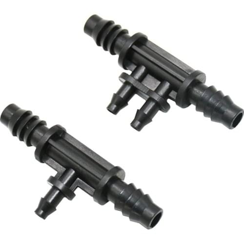 8/11 to 4/7 hose reducing tee 2 way water splitter 1/4" to 3/8 tee barb connector lock nut 50pcs