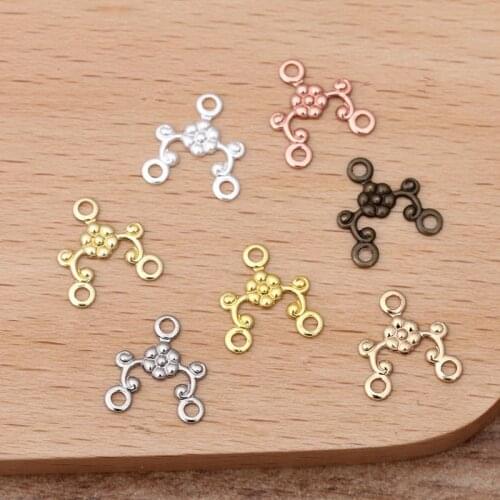 500pcs 10x10mm Metal Brass Filigree Flower Slice Charms Base Setting Jewelry DIY Handmade Findings
