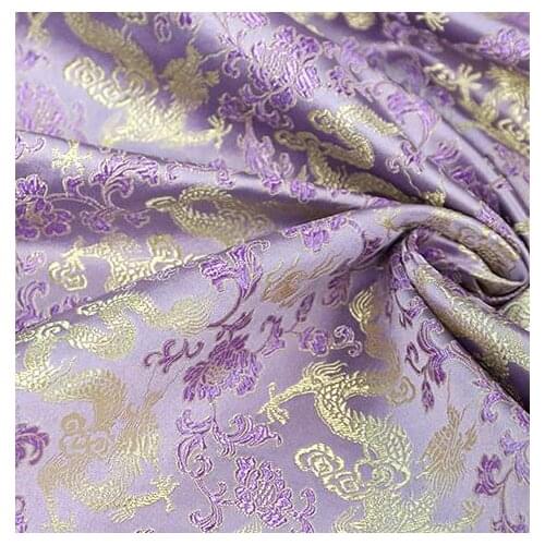 75cm*100cm Brocade fabric costume cheongsam kimono silk satin fabric purple bottom dragon high quality dress clothing diy fabric
