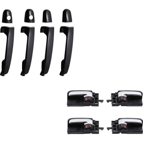 8PCS BLACK EXTERIOR AND BLACK CHROME Interior door handle for TOYOTA Corolla 03-08 RH:69205-12200-A2 LH:69206-12200-A2