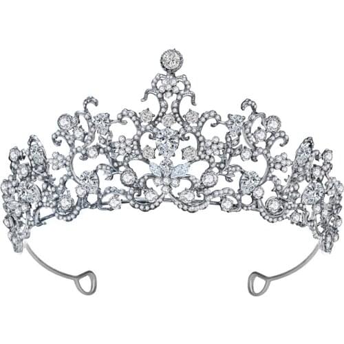 Bridal Wedding Crown Rhinestone Inlaid Silver Color Retro Princess Prom Crown Hair Accessories for Female LXH