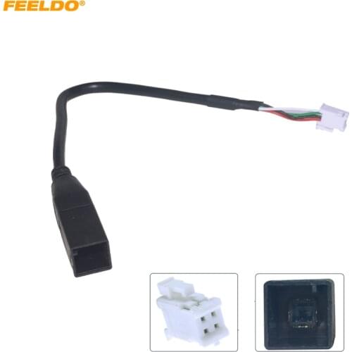 FEELDO Car Audio Radio 4Pin Connector to USB Input Wire Adapter For Toyota Camry Corolla Mazda Standard Original Auto USB Cable