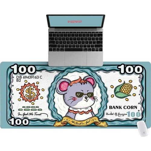 90x40cm Large HD Cartoon Funny Cat Dollar Pattern Office Computer Desk Mat Laptop Cushion Desk Non-slip Mat Gamer Mousepad Mat
