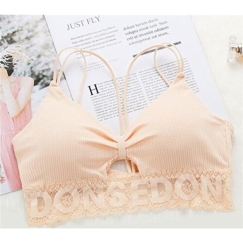 Simple Fashion Soft sexy Wire Free printing underwear woman Breathable comfort workout Sling Push Up Bra