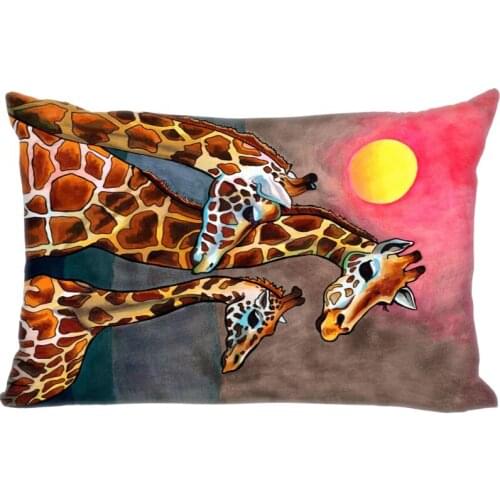 Anime Giraffe Pillow Cover Bedroom Home Office Decorative Pillowcase Rectangle Zipper Pillow Cases Satin Fabric A12.21