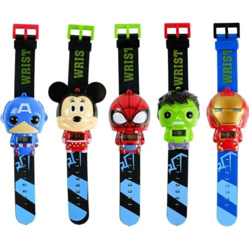 Disney series Marvel Mickey Minnie Cartoons Shape deformation electronic watch Cartoons Anime doll toy children watch Boy gift