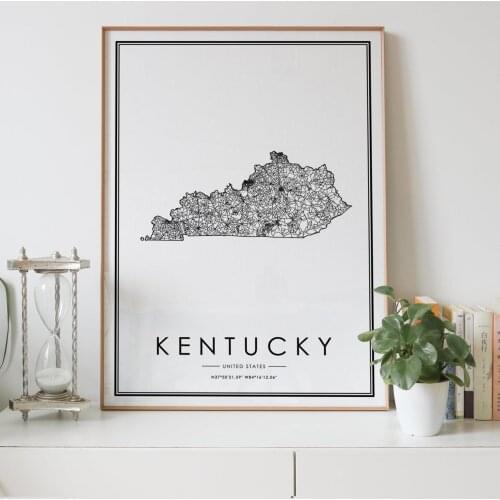 KENTUCKY state Road map Nordic Living Room Decoration Canvas Poster Modern Home Decor Art Print Painting