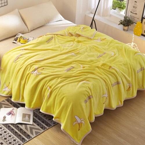 Yellow banana blankets quilts twin full queen luxury blankets simple soft Throw Flannel blankets on Bed/car/sofa kids blankets