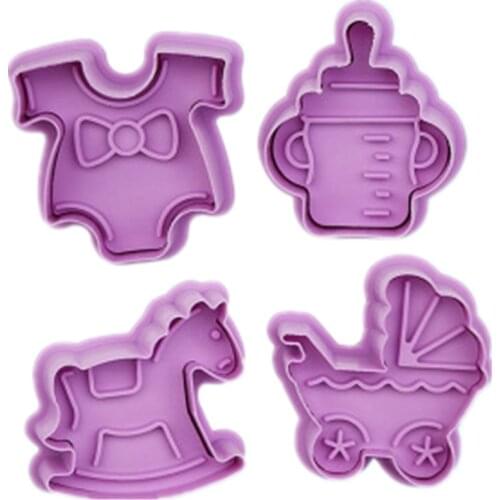 4Pcs/set Easter Bunny Cookie Cutter Cake Cartoon Baby Toy Decor Valentines Day Loaf Sugarcraft Plunger Fondant Cutter Tool