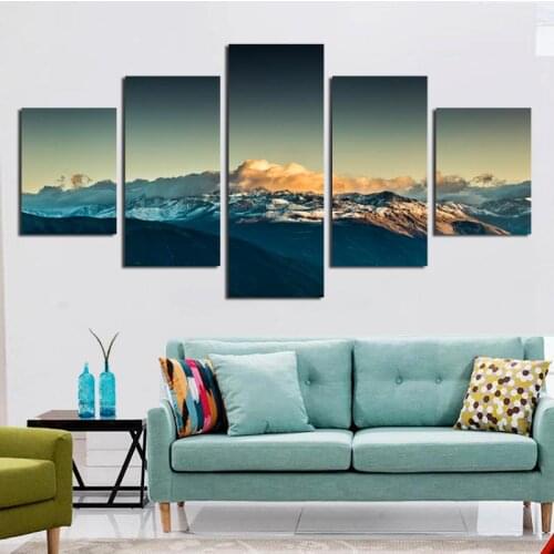 HD Art Photo Snow-capped Mountains Illuminated By The Morning Sun Photography Home Waterproof Ink Frameless Decoration Painting