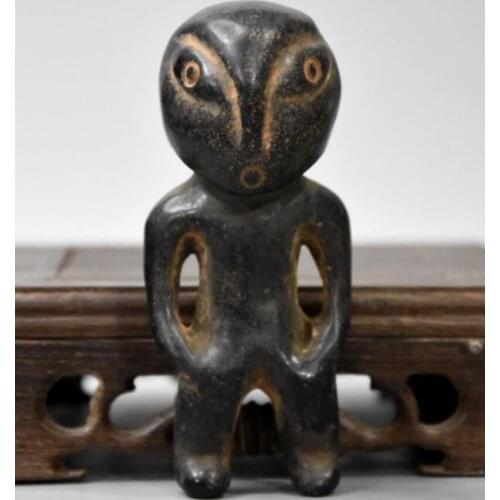 Hongshan culture archaize black iron meteorite sculpture aliens statue