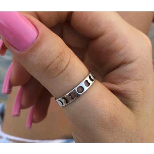 Simple hollow Moon Ring for Woman Trendy Party Finger Jewelry girl Gift Dropshipping