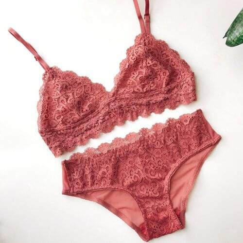 Wriufred Ultra-thin Breathable Women Bra Sets Triangle Cup Underwear Lace Sexy Bralette Wire Free Plus Size Lingerie Set