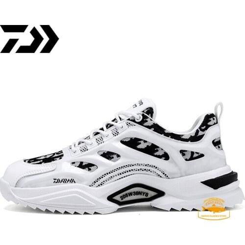 Daiwa Men Sneakers Breathable Air Mesh Outdoor Fishing Shoes Sport Shoes Couple Cushion Flats Training Running Shoes