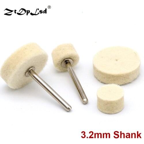 10Pcs Grinding Polishing Buffing Round Wheel Pad Wool Felt +1 Rod 3.2mm Shank Metal Surface For Dremel Rotary Tools Accessories